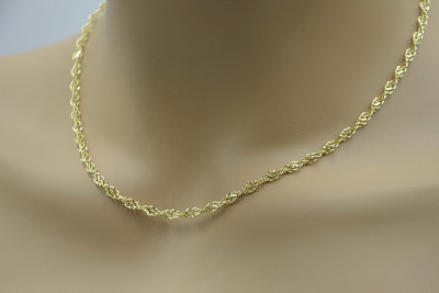 Cadena de Cuerda de Singapur en Oro Amarillo de 14 Quilates Vintage Rose cc076