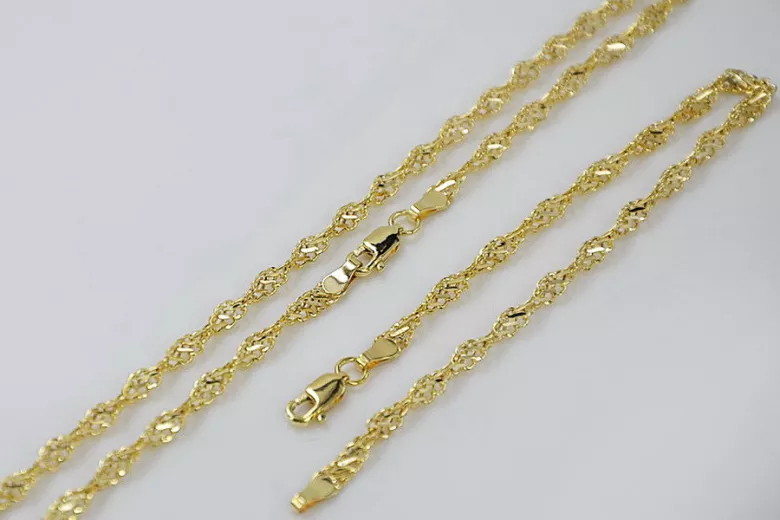 Wisiorek Vintage Rose z 14k żółtego złota - Rope Singapore Chain cc076