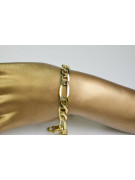 Italian Yellow Gold Figaro Bracelet with Diamond Cut Stones cb010