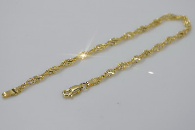 14K Yellow Gold Rope Bracelet with Diamond Cut Detail cb076y