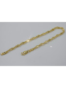 Pulsera de Oro Amarillo 14k con Corte de Diamante en Cadena de Singapur Hueca cb076y