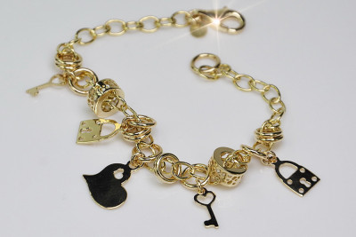 Pulsera de encantos vintage en oro rosa y amarillo italiano cb113