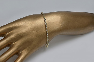 Brazalete de oro amarillo italiano de 14k con piedras preciosas cb122y