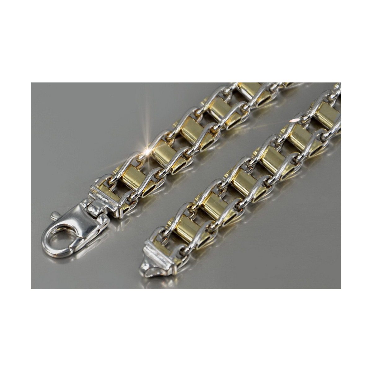 Italian 14K Yellow White Gold Men's Bracelet with Various Stones cb125yw