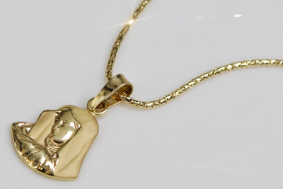 Медальон "Матерь Божия" с Змеей из золота 14k 585
