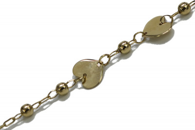 Pulsera de corazón de dama en oro amarillo italiano de 14k con piedras preciosas cbc010