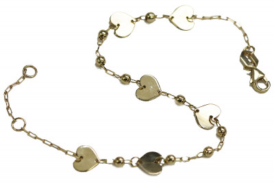 Pulsera de corazón de dama en oro amarillo italiano de 14k con piedras preciosas cbc010