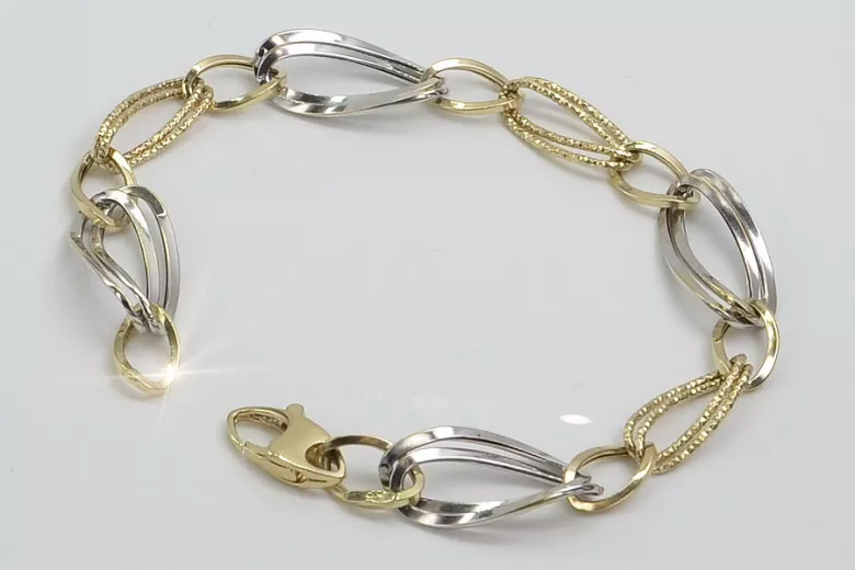 Italian 14K Yellow White Gold Bracelet with Various Gemstones cb013yw