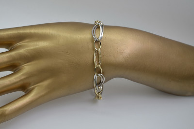 Italian 14K Yellow White Gold Bracelet with Various Gemstones cb013yw