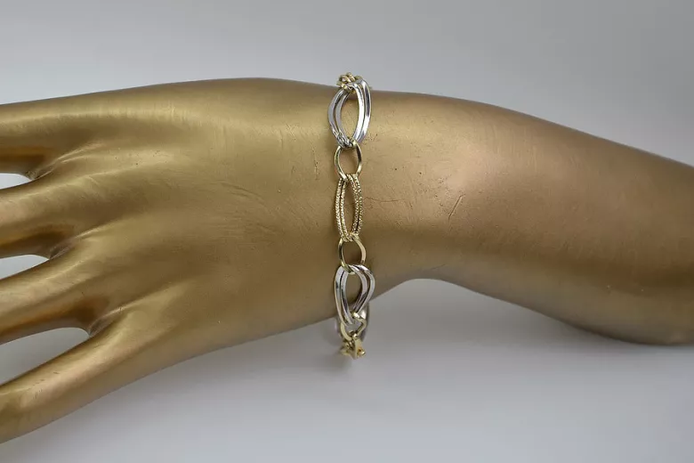 Italienische Gelb- & Weißgold Armband mit verschiedenen Edelsteinen cb013yw