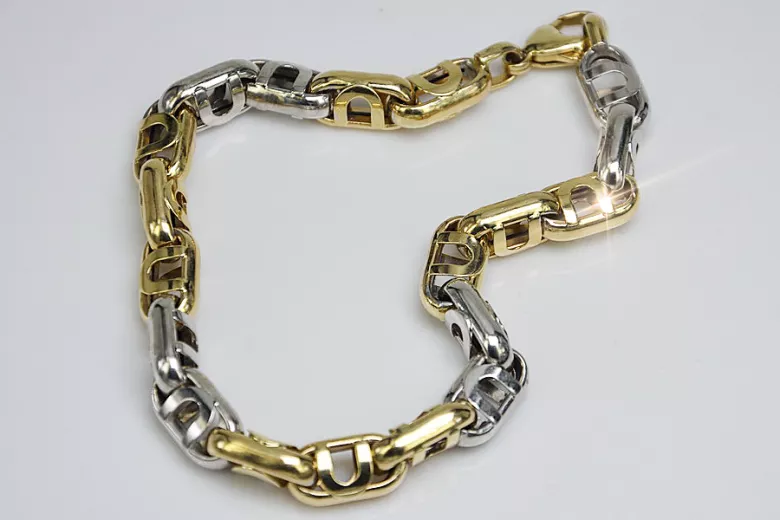 14K Gelbgold Armband mit weißen Steinen, 23,5cm cb024yw