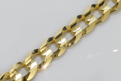 Bracelet gourmette en or jaune italien avec diamants coupés - 14 carats cb001y