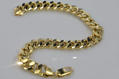 Bracelet gourmette en or jaune 14 carats avec diamants coupés cb111y