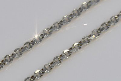 Cadena de Oro Blanco de 14 Quilates con Ancla de Diamante Cortado - 50cm, 4mm cc003w