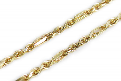 Italian 14K Yellow Gold Corda-Figaro Chain - Elegant Gold Necklace for Every Occasion cc082y