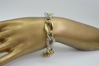 Pulsera de oro blanco y amarillo italiano con detalles elegantes cb141