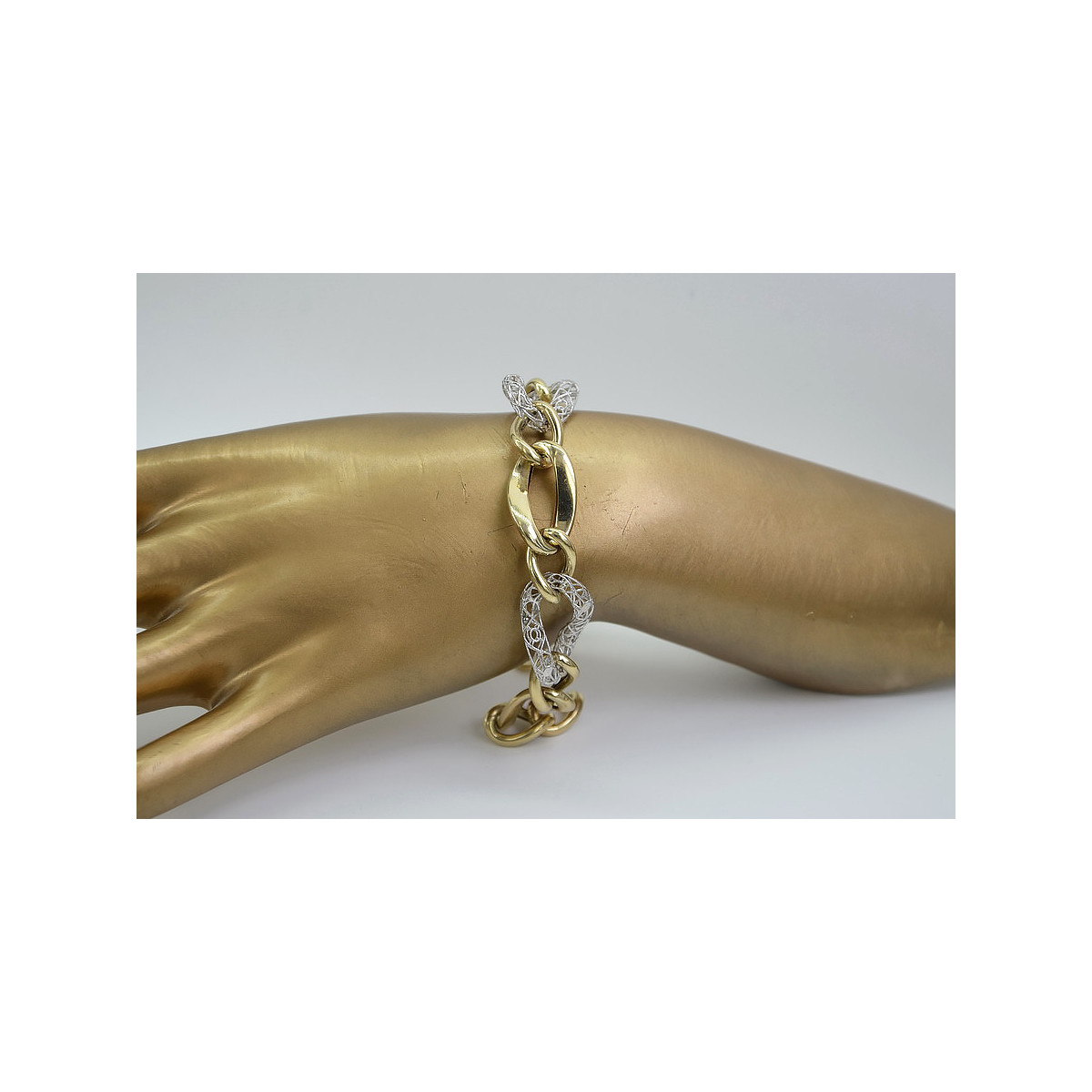 14K Gelb- & Weißgold Edelstein-Armband cb141