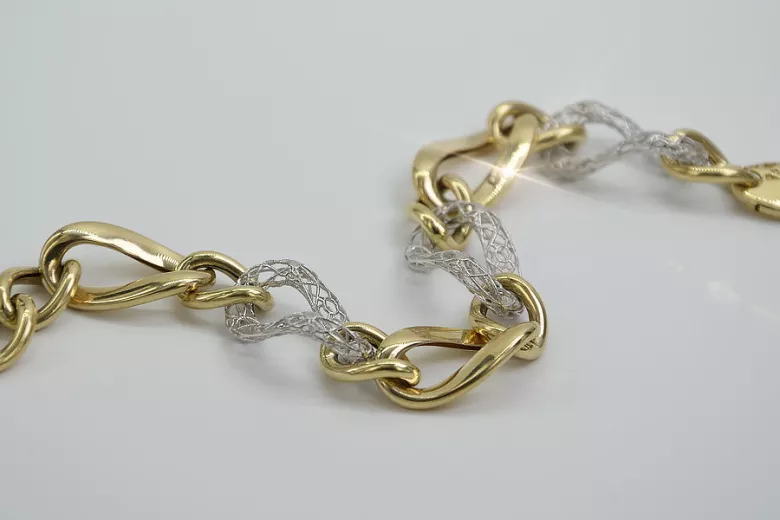 14K Gelb- & Weißgold Edelstein-Armband cb141