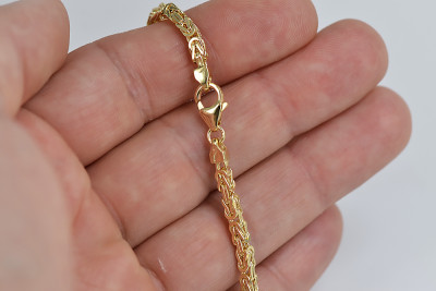 Italian Yellow 14K Gold Byzantine Bracelet with Different Gems cb014y