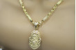 Żółty wisiorek Jezus z łańcuszkiem 14k Gold pj001yL&cc057y