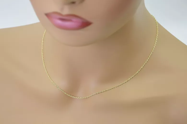 Italian Yellow 14K Gold Diamond Cut Rope Chain Hollow cc079y