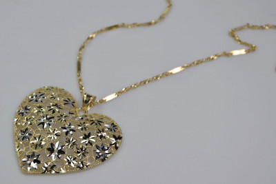 Wunderschöner moderner Herzanhänger aus 14K Gelb- & Weißgold  cpn003yw cpn003yw