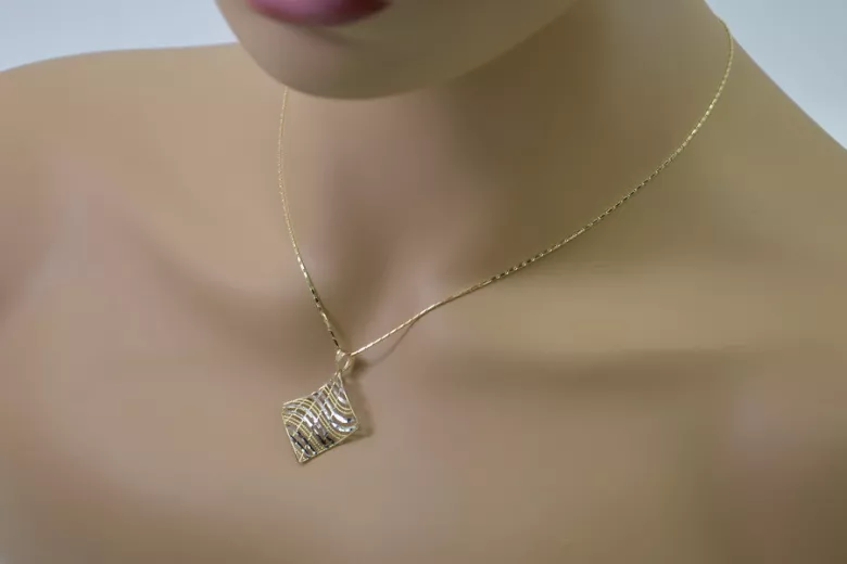 "Italienisches 14k Gelb- & Weißgold 585 Moderner Anhänger" cpn004yw cpn004yw