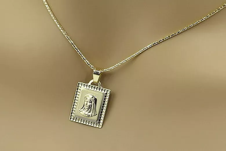 Matka Boska Złoty Medalion 14k z łańcuszkiem pm002y&cc080y