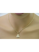 "Blessed Mother Medallion in 14k Gold with Diamond Cut Detail" 