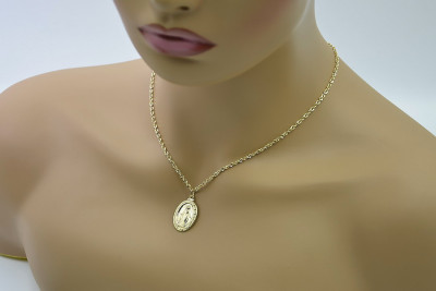 Collier en or 14 carats avec médaille Mère de Dieu et serpent pm006y&cc074y