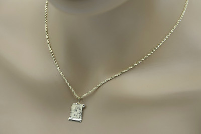 Medallón de Ángel de Oro Amarillo 14k Italiano con Cadena de Cuerda pm016ycc019y