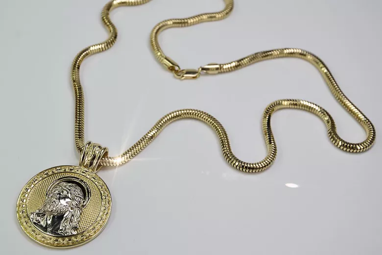 Collar de Jesús en Oro y Cadena de Cuerda (Plata) 