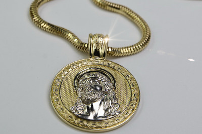 Collar de Jesús en Oro y Cadena de Cuerda (Plata)