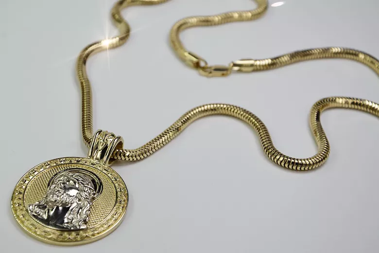 Collar de Jesús en Oro y Cadena de Cuerda (Plata) 