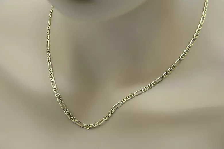 Elegant 14K Yellow Gold Guccistyle Figaro Chain Necklace cc046y