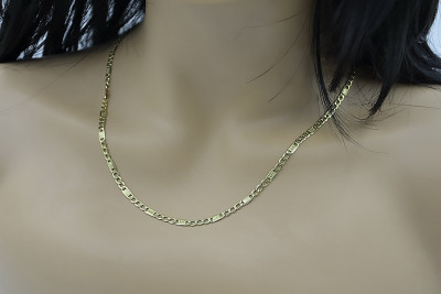 Italian 14K Yellow Gold Hollow Figaro Versace Chain - Timeless Elegance cc083y