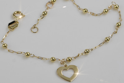 Pulsera de corazón de dama en oro amarillo de 14k con piedras preciosas cbc001y