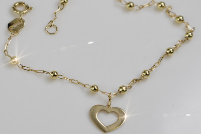 14K Yellow Gold Heart Bracelet Celebrity Sparkle cbc001y