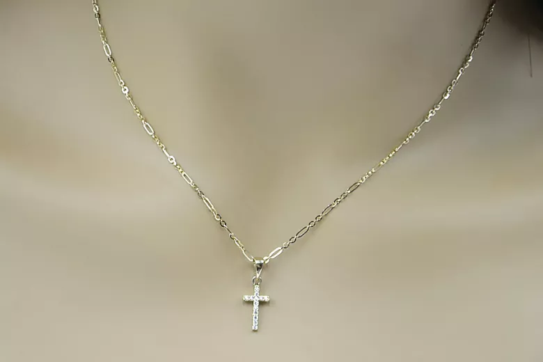 "Faithful Cross & Anchor 14k Gold Chain" ctc012y&cc084y