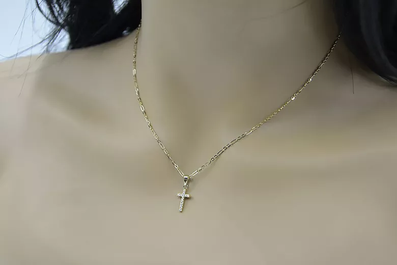 "Faithful Cross & Anchor 14k Gold Chain" ctc012y&cc084y