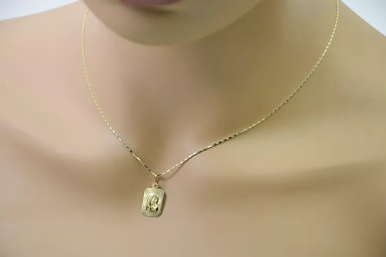 Pendentif en forme d’icône médaillon en or Mary avec chaîne ★ zlotychlopak.pl ★ or 585 333 prix bas