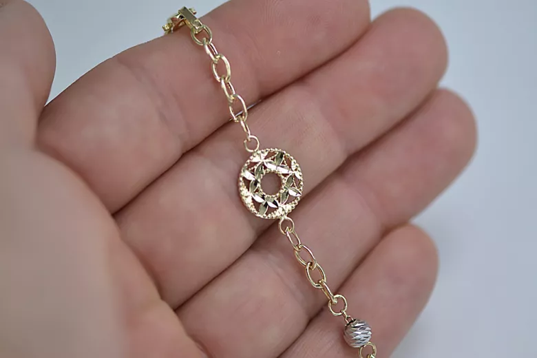 Pulsera de Fantasía en Oro Italiano 14k Blanco y Amarillo cfb002yw