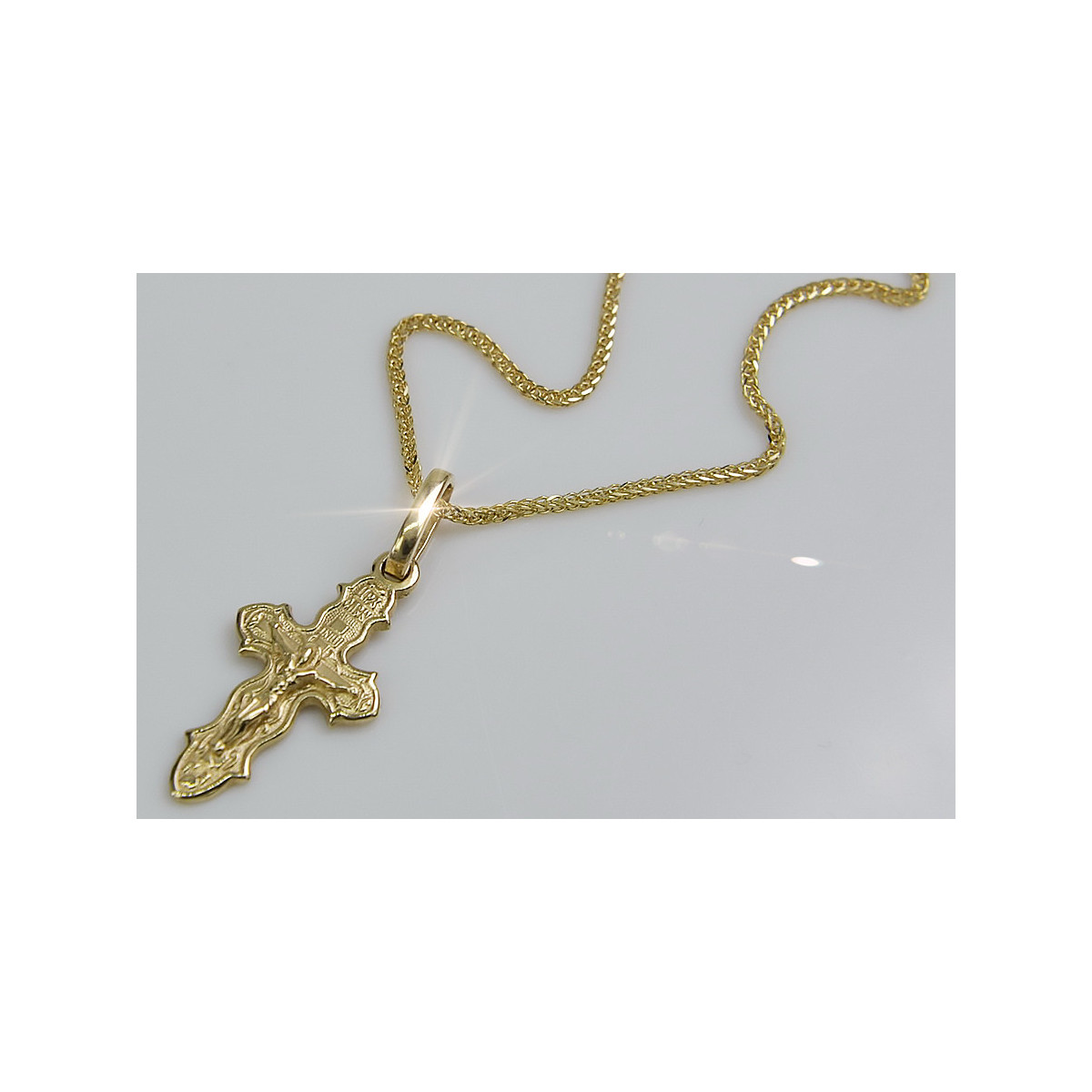 Gold Orthodox cross with chain ★ zlotychlopak.pl ★ Gold sample 585 333 Low price