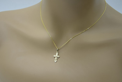 "Divine 14k Gold Orthodox Cross Pendant & Spiga Gold Chain Set" oc014y&cc036y