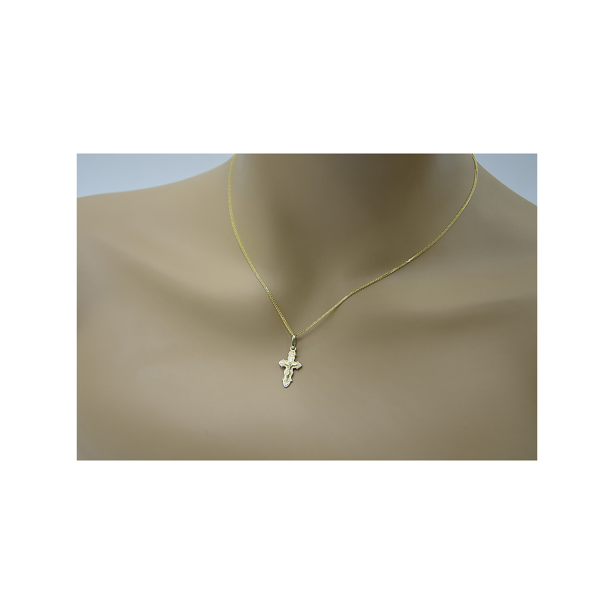 Gold Orthodox cross with chain ★ zlotychlopak.pl ★ Gold sample 585 333 Low price