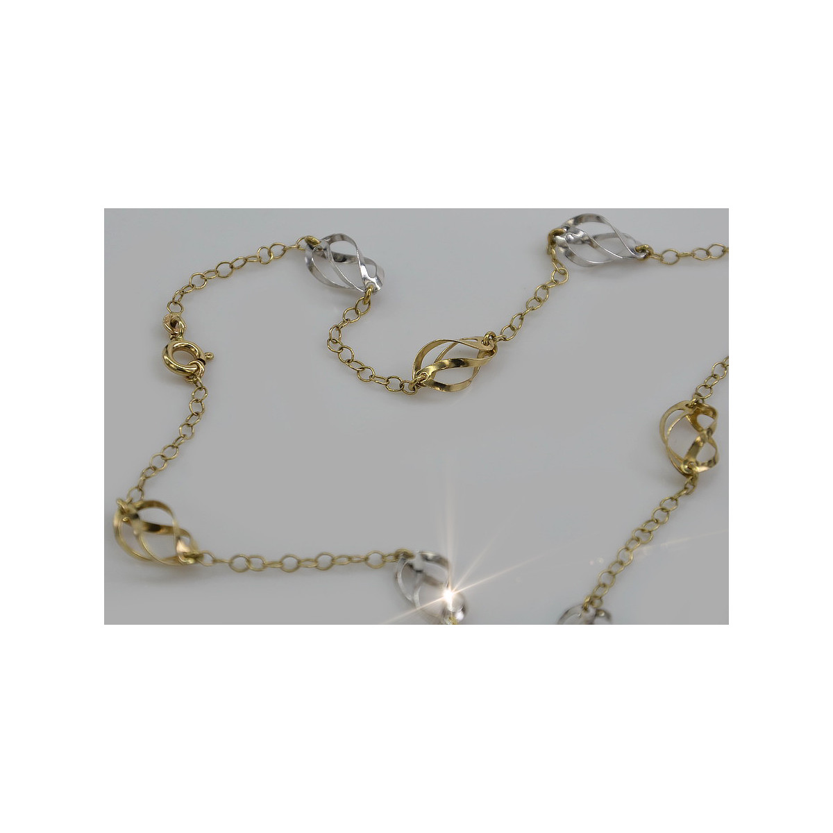 Gelbes italienisches Gold einzigartiges Beinarmband mit verschiedenen Edelsteinen cb086leg