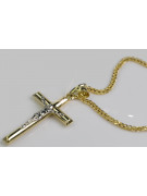 Elegant Italian 14k Gold Catholic Cross Necklace with Spiga Chain ctc001y&cc036y