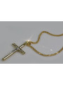 Italienisches gelbes 14k Gold katholisches Kreuz & Spiga Kette ctc001y&cc036y