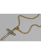 Elegant Italian 14k Gold Catholic Cross Necklace with Spiga Chain ctc001y&cc036y