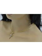 Elegant Italian 14k Gold Catholic Cross Necklace with Spiga Chain ctc001y&cc036y